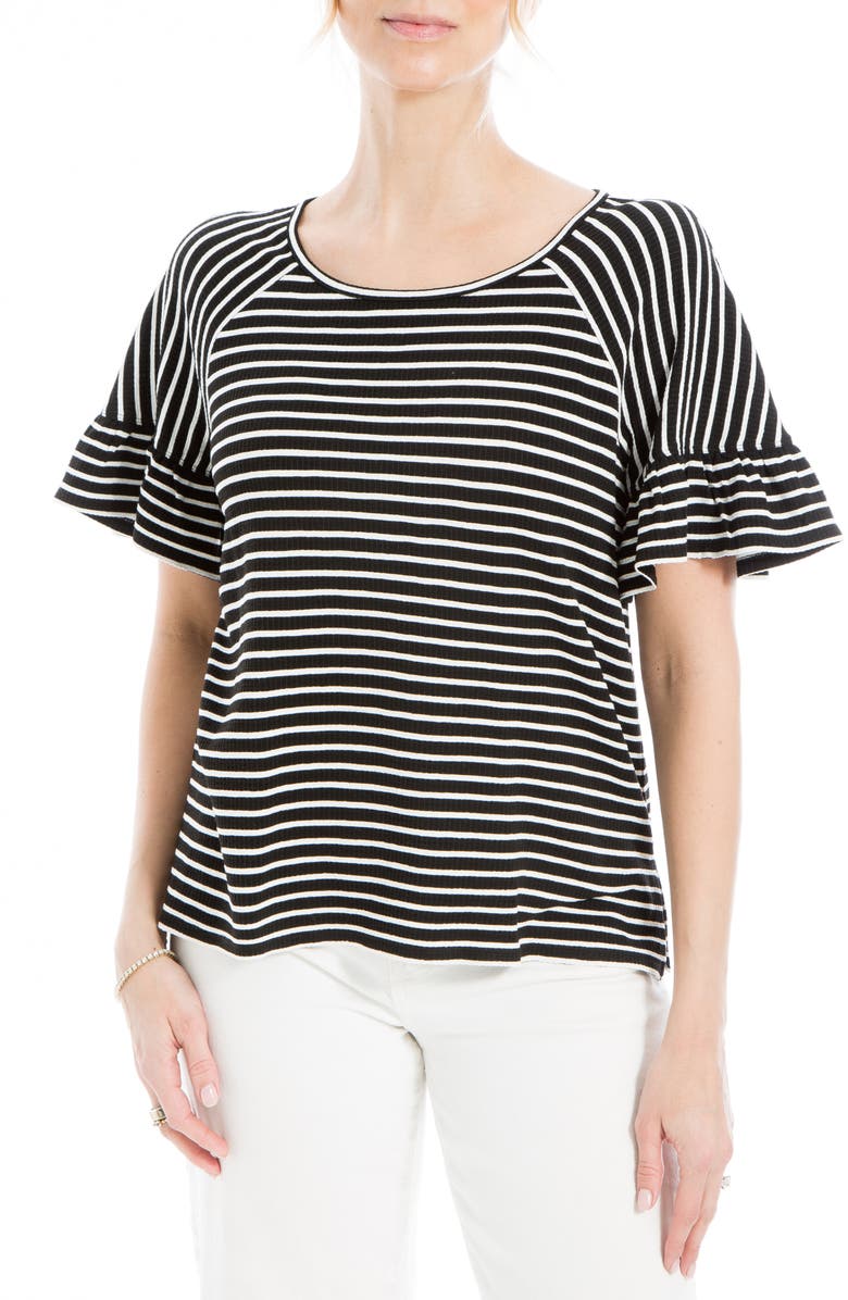 MAX STUDIO Stripe Flutter Sleeve Top, Alternate, color, 