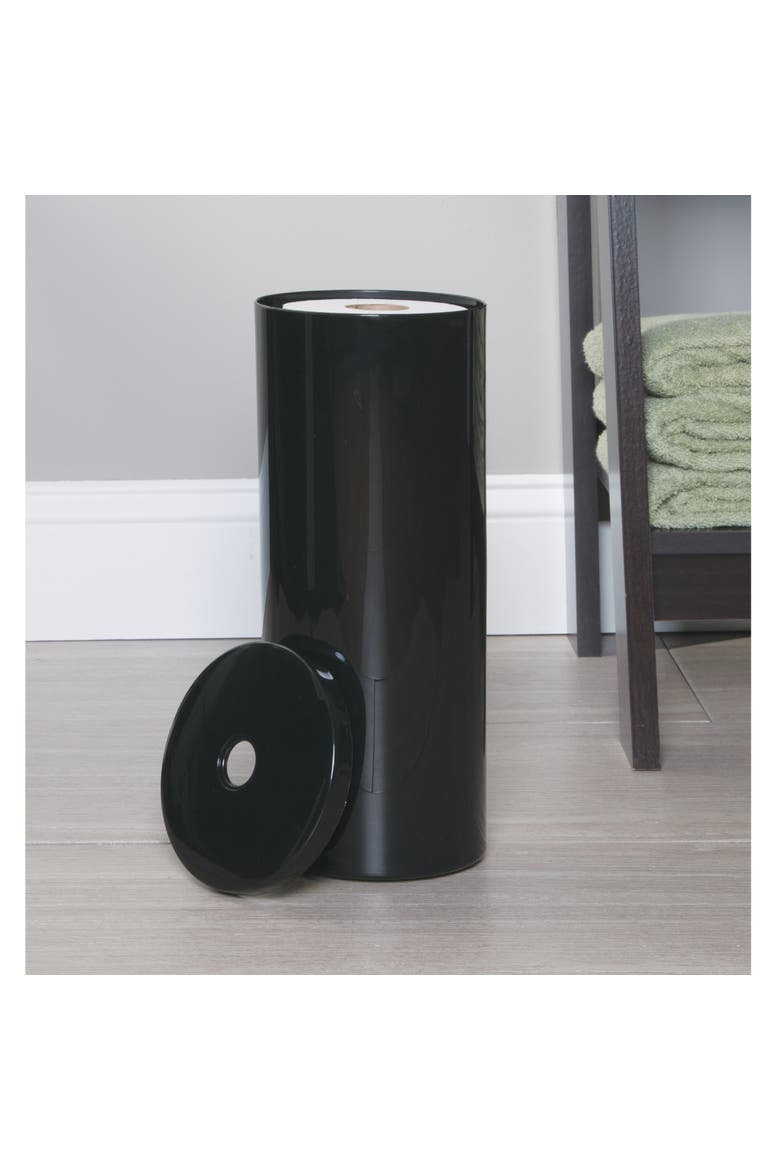 Freestanding Toilet Paper Canister with Lid for 3 Extra Rolls, Black, Made in USA, Alternate, color, Black