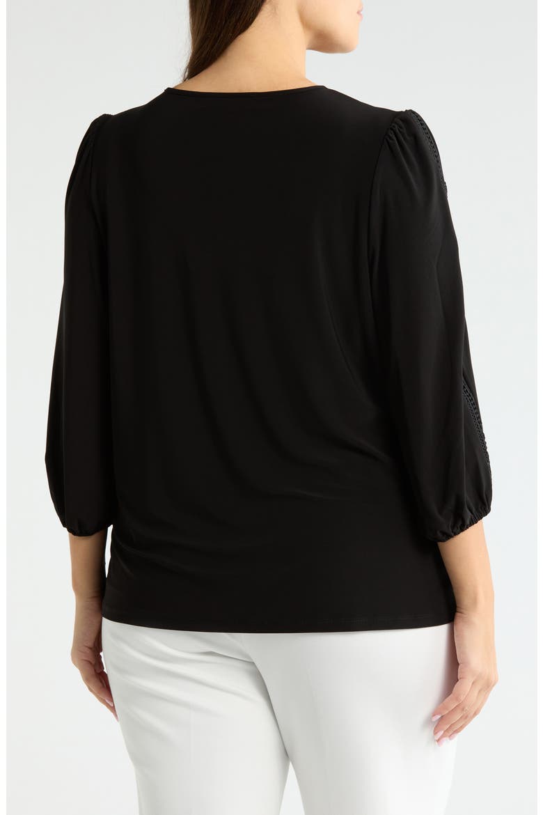 Lace Inset Sleeve Top, Alternate, color, BLACK