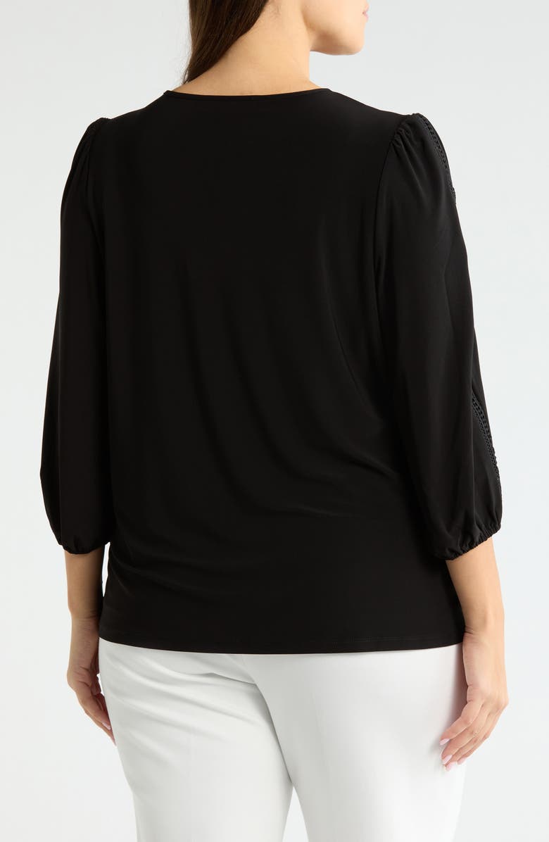 KASPER Lace Inset Sleeve Top, Alternate, color, Black