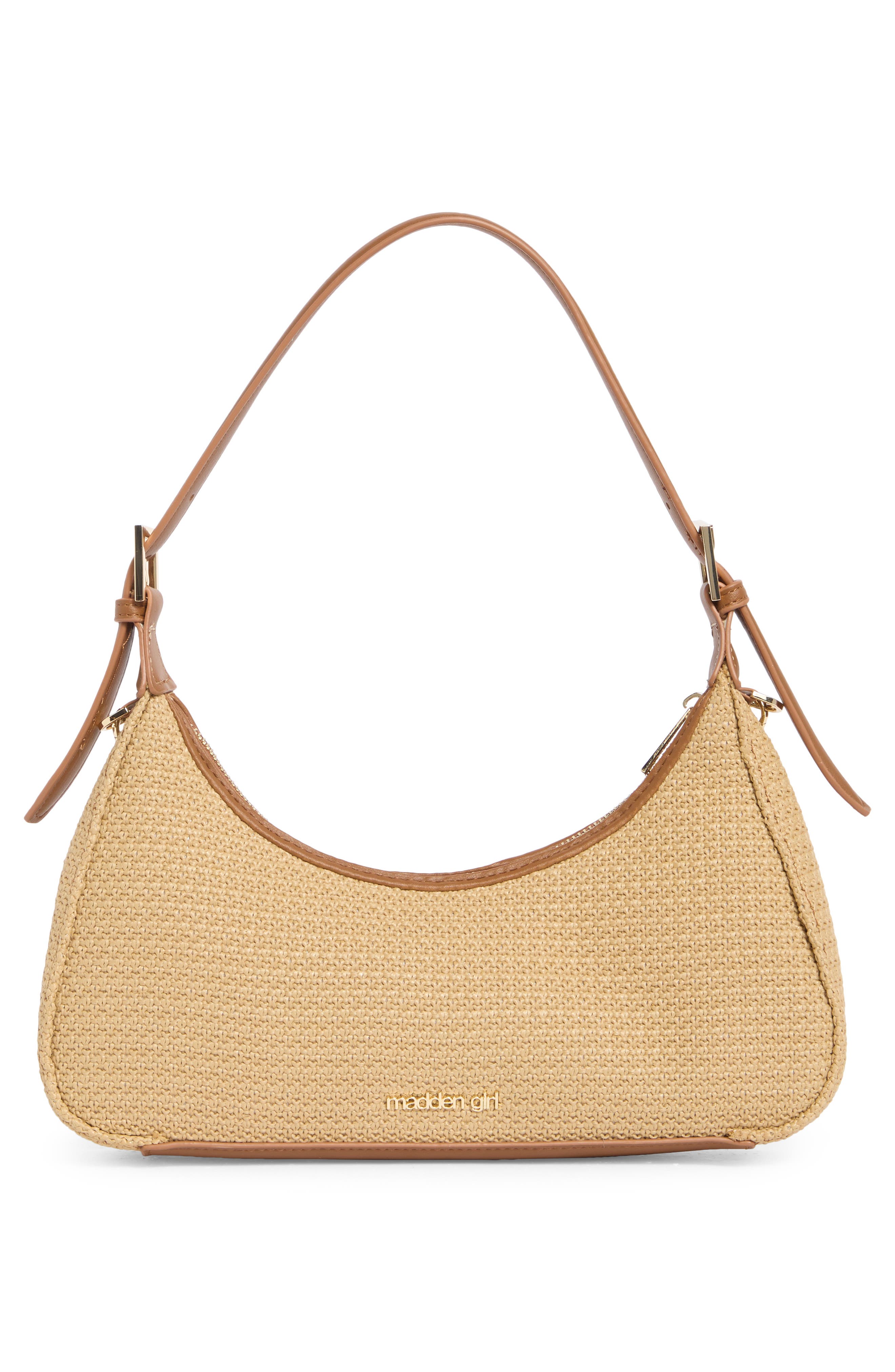 Madden Girl Straw Shoulder Bag, Alternate, color, Natural