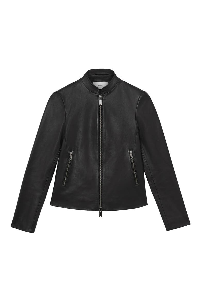 Allie Leather Jacket, Alternate, color, BLACK