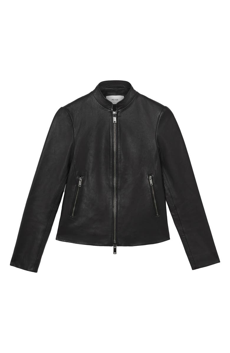 Reiss Allie Leather Jacket, Alternate, color, Black