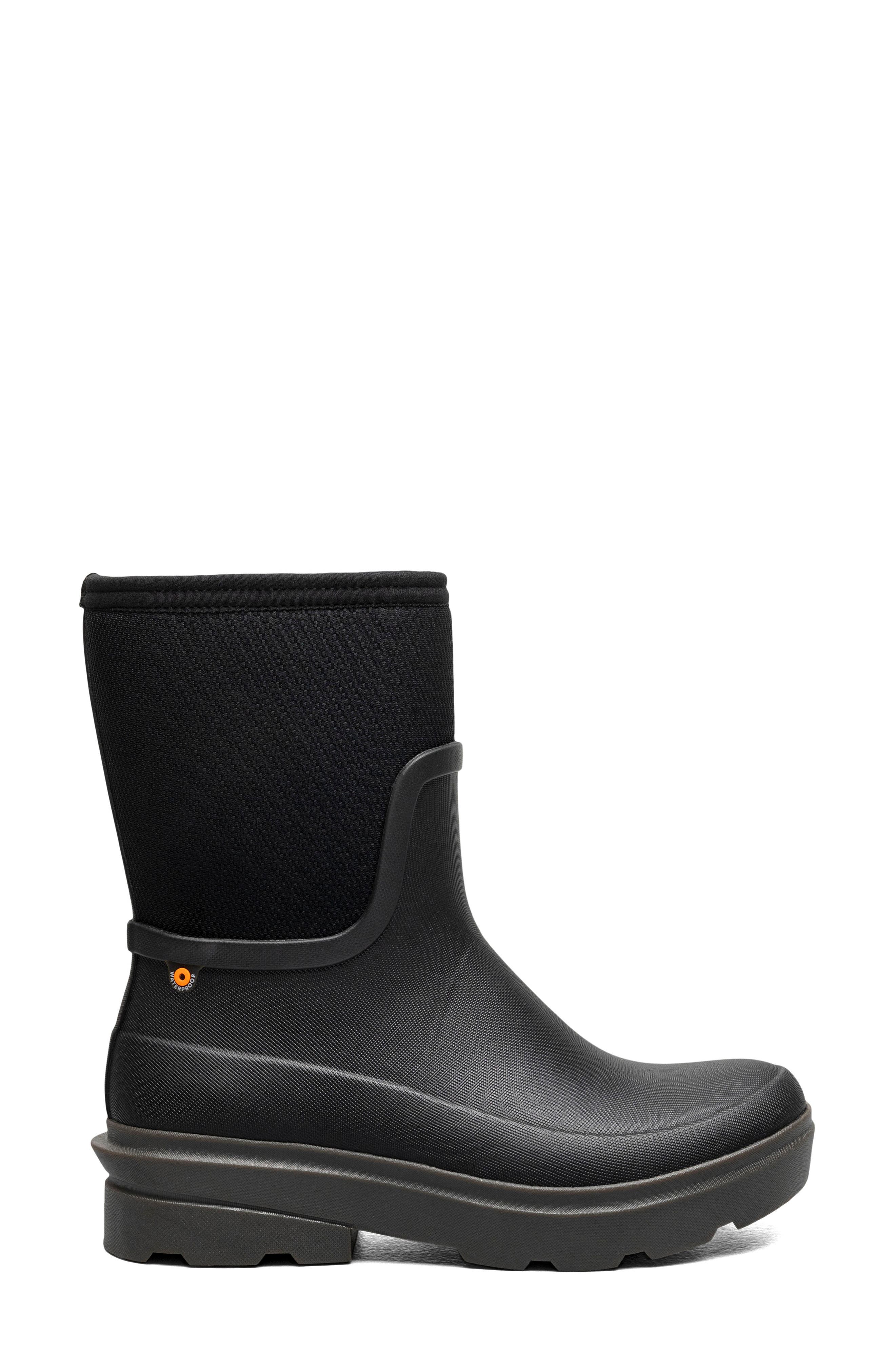 Bogs Hazel Mid Zip Rain Boot, Alternate, color, Black