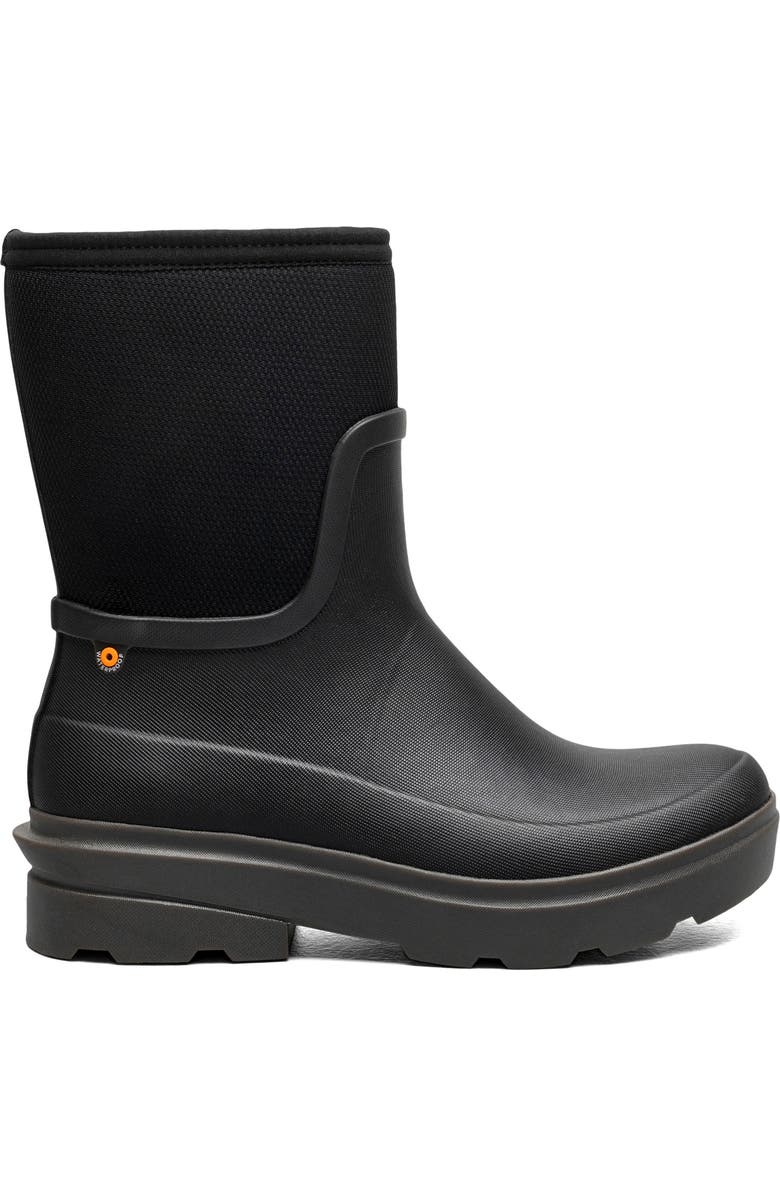 Bogs Hazel Mid Zip Rain Boot, Alternate, color, Black