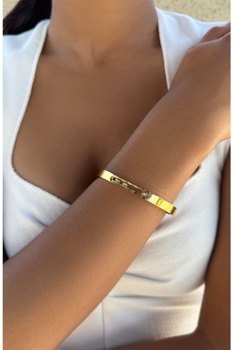 Tarnish Resistant Cubic Zirconia Bangle Bracelet, Alternate, color, GOLD