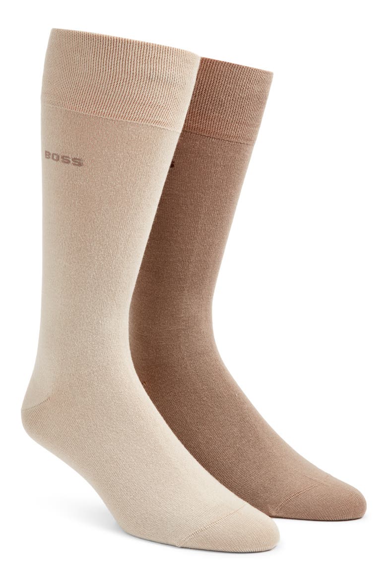 Assorted 2-Pack Solid Dress Socks, Main, color, OPEN BROWN