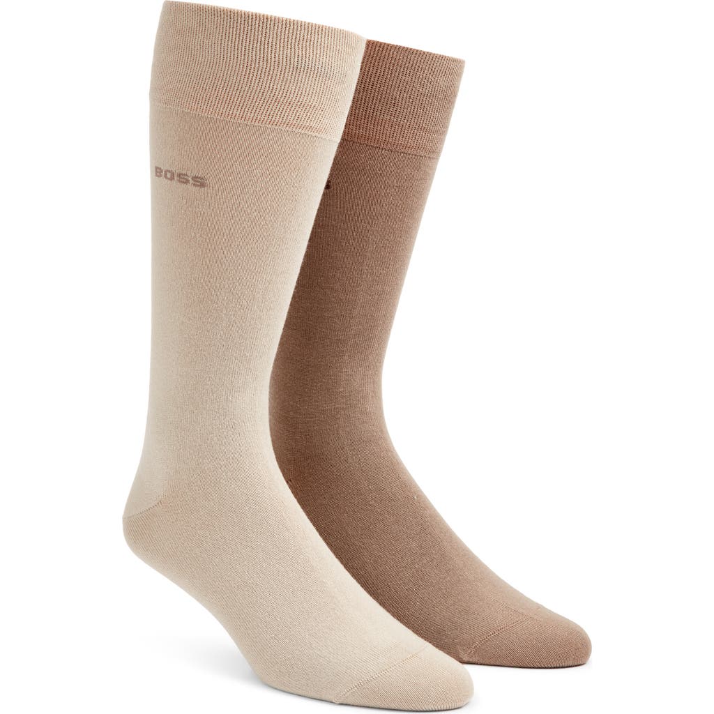 Hugo Boss Boss Assorted 2-pack Solid Dress Socks In Brown