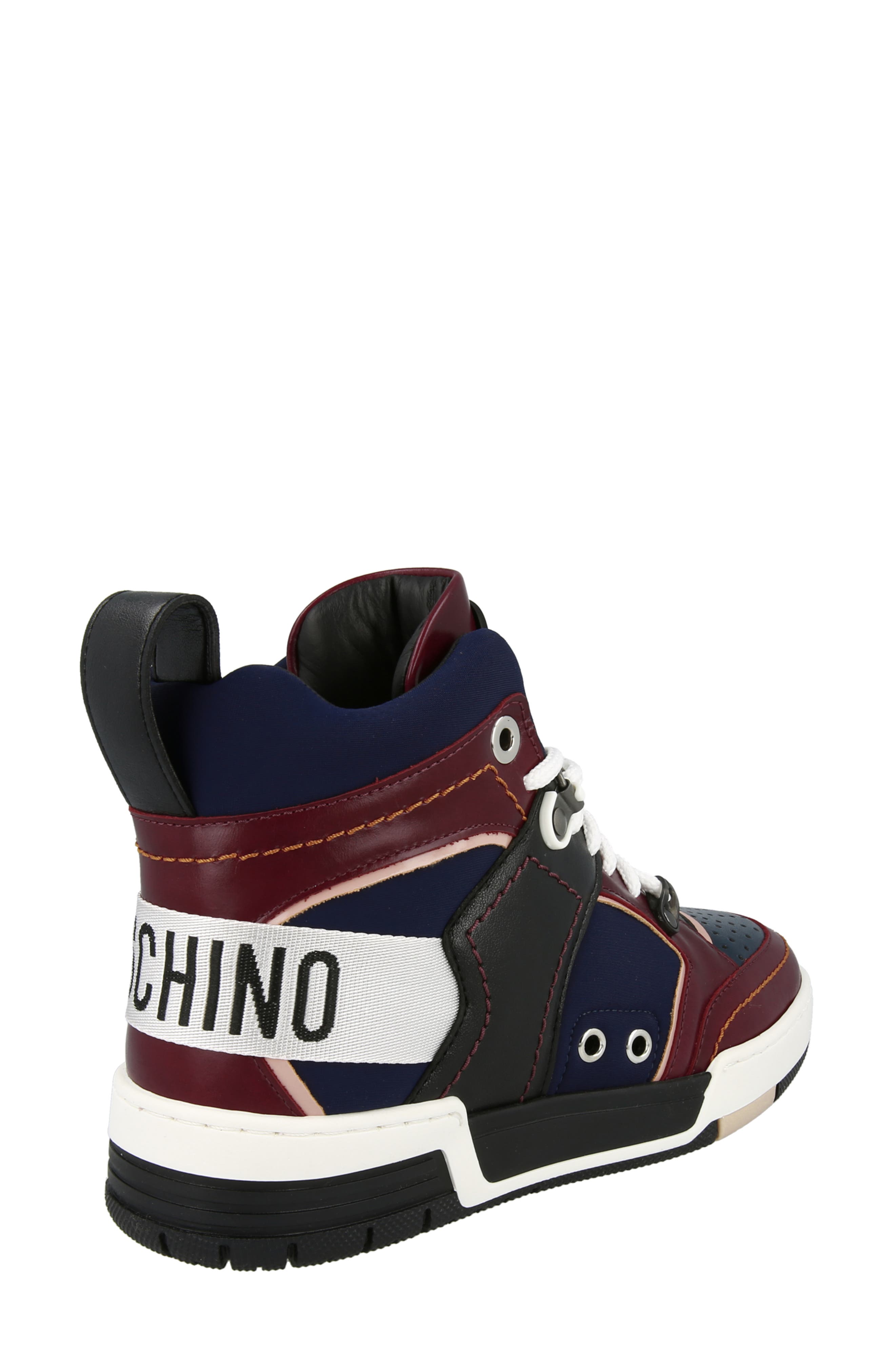 Moschino Streetball Asymmetrical High Top Sneaker, Alternate, color, 