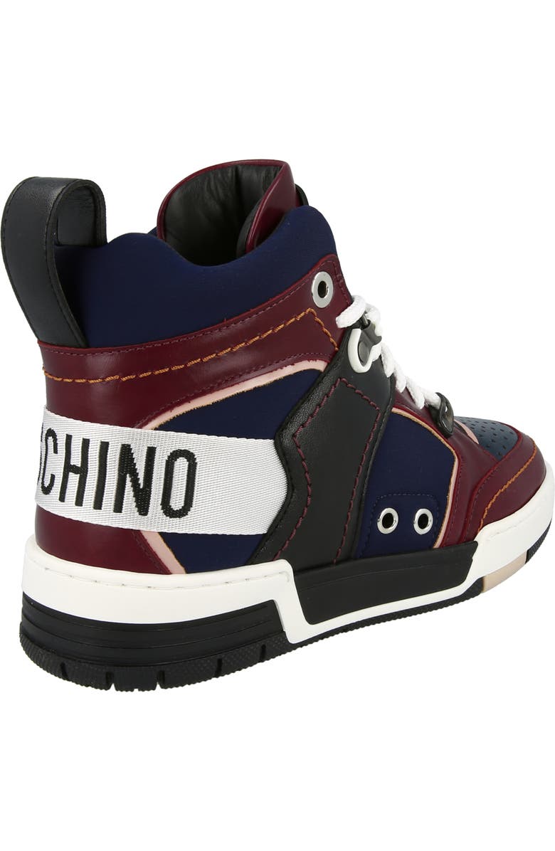 Moschino Streetball Asymmetrical High Top Sneaker, Alternate, color,