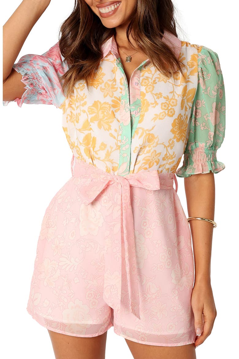 Polly Floral Print Romper, Alternate, color, PINK MULTI