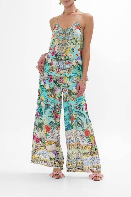 Camilla Wide Leg Trouser With Front Pockets Gardens Of Queluz In Multi