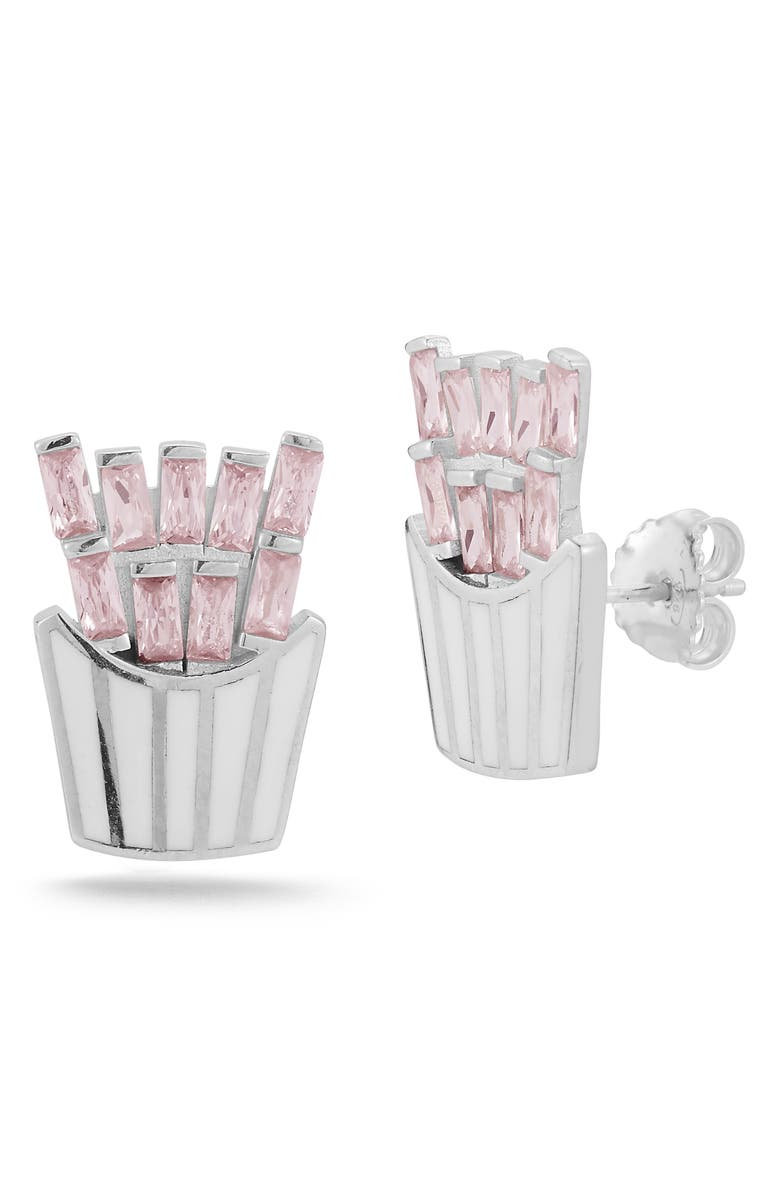 SPHERA MILANO Sterling Silver & CZ French Fries Stud Earrings, Main, color, 