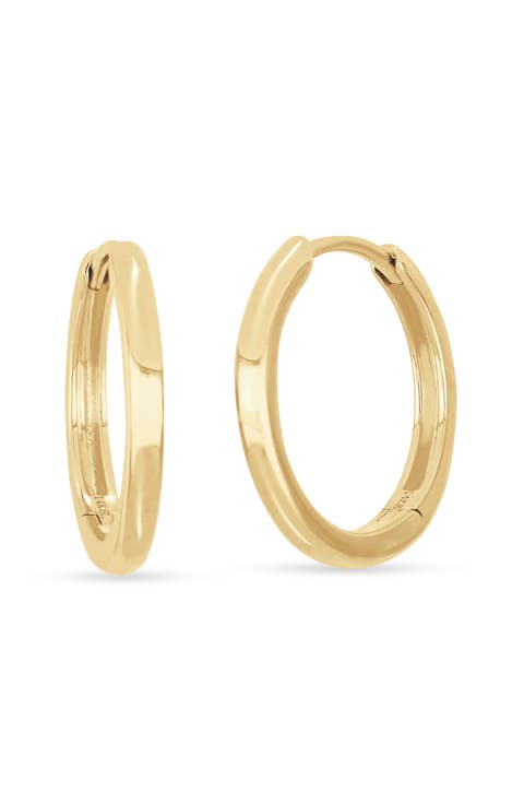 14k Gold 15mm Smooth Hoop Earrings