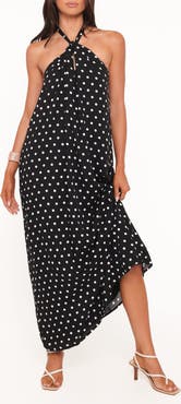 Petal & Pup Theophania Dot Sleeveless Halter Maxi Dres