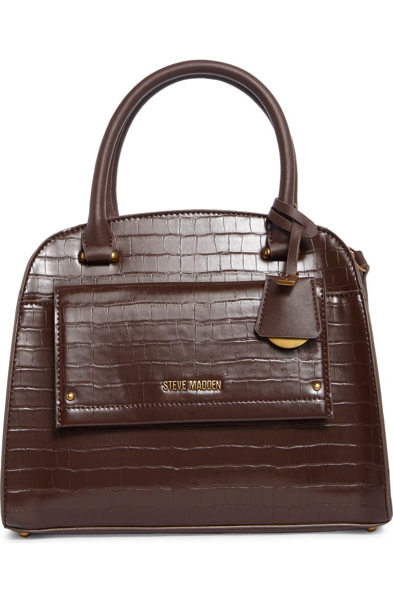 Steve Madden Donegal Satchel, Main, color, Chocolate Croco