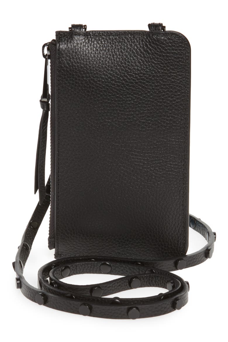 Jane Leather iPhone X/Xs Crossbody Case & Pouch Set, Alternate, color, BLACK/ PEWTER