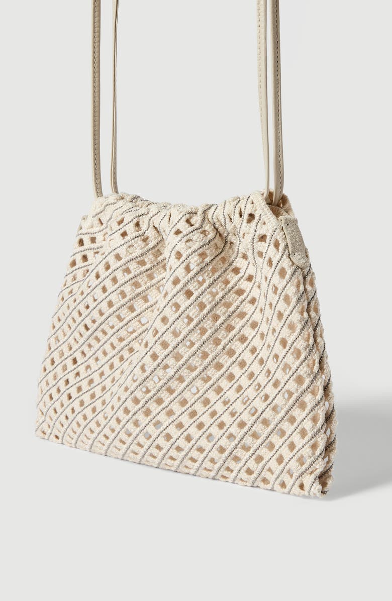 Brunello Cucinelli Net BC Duo pouch bag, Alternate, color, Ivory