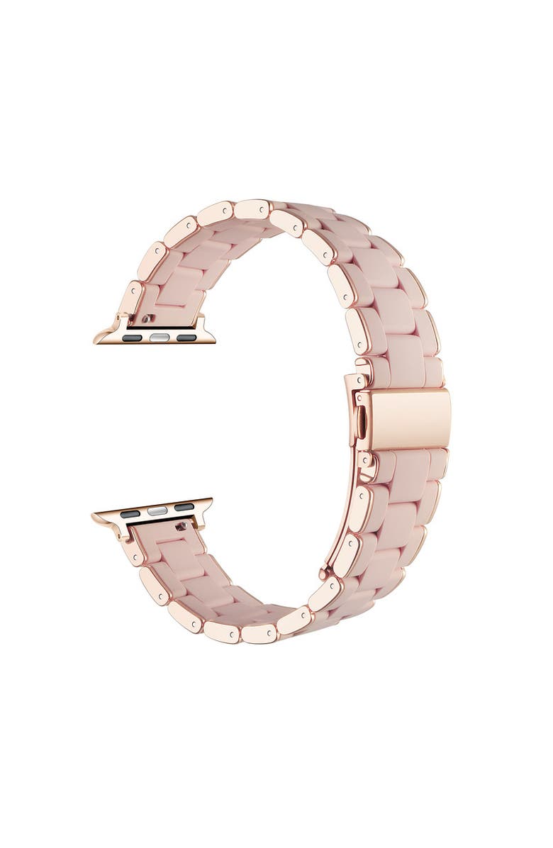 Posh Tech Orla Silicone + Stainless Steel Band for Apple Watch, Alternate, color, Light Pink