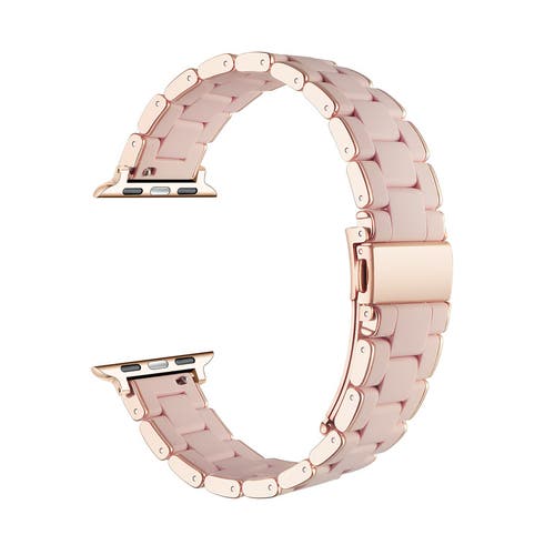 Posh Tech Orla Silicone + Stainless Steel Band For Apple Watch In Pink