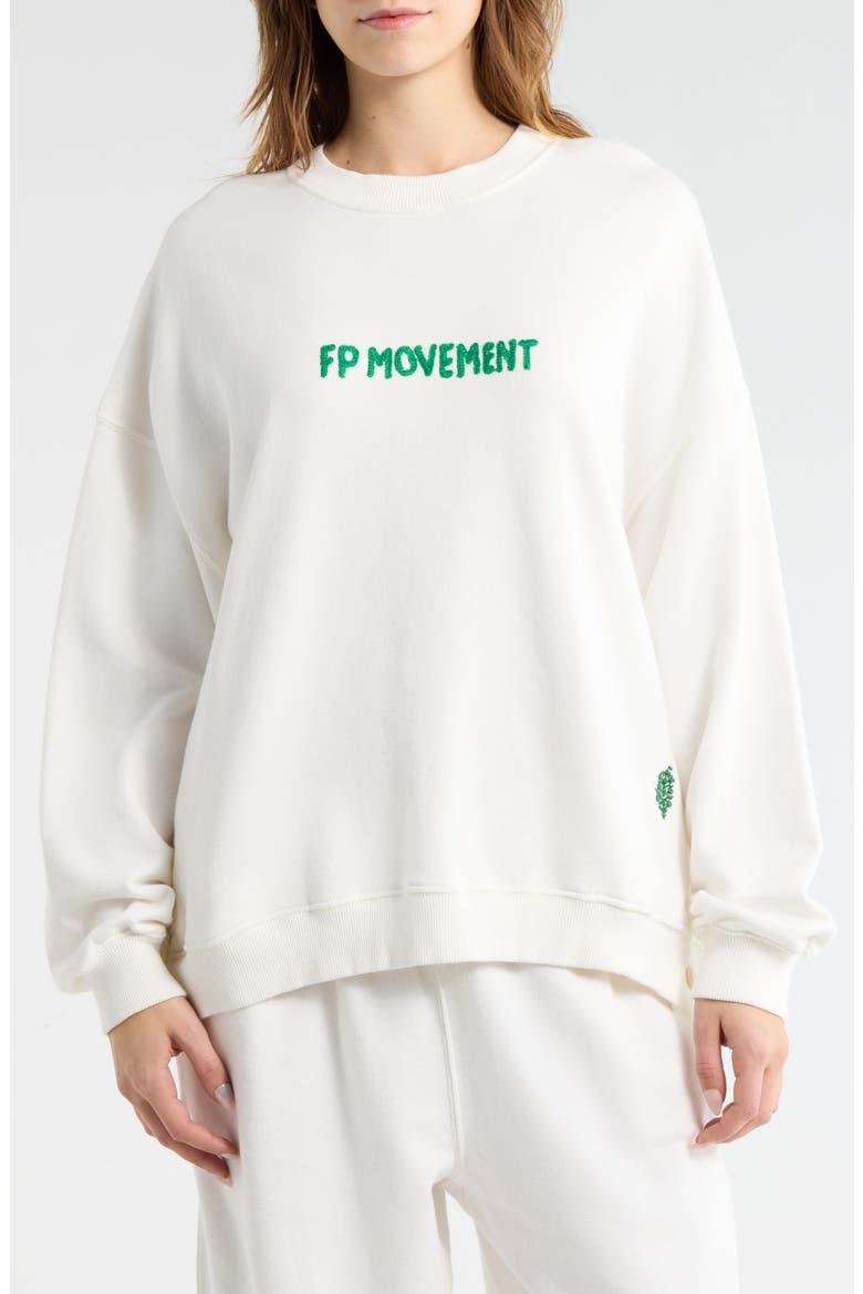 FP Movement All Star Embroidered Logo Cotton Blend Sweatshirt, Main, color, WHITE COMBO