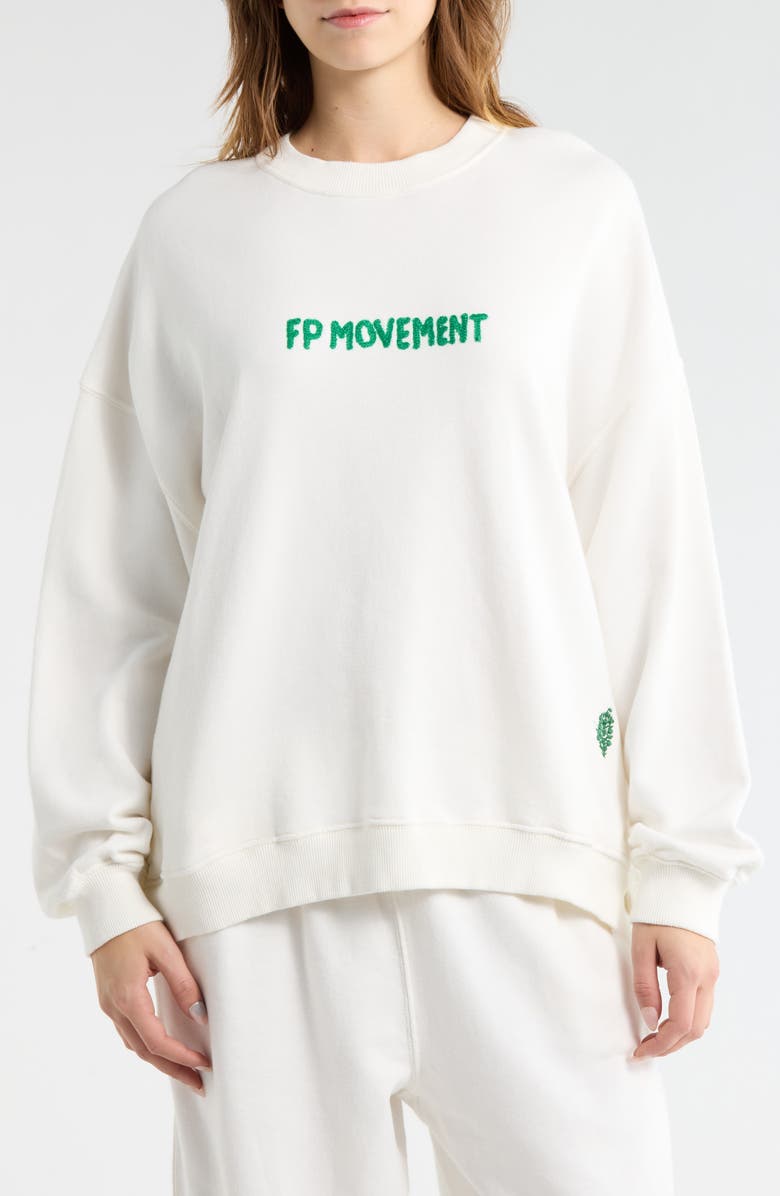Free People FP Movement All Star Embroidered Logo Cotton Blend Sweatshirt, Main, color,