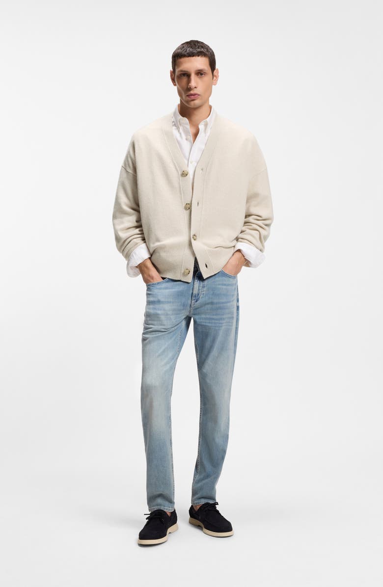 BOSS Ucone Virgin Wool Cardigan, Alternate, color, Open White