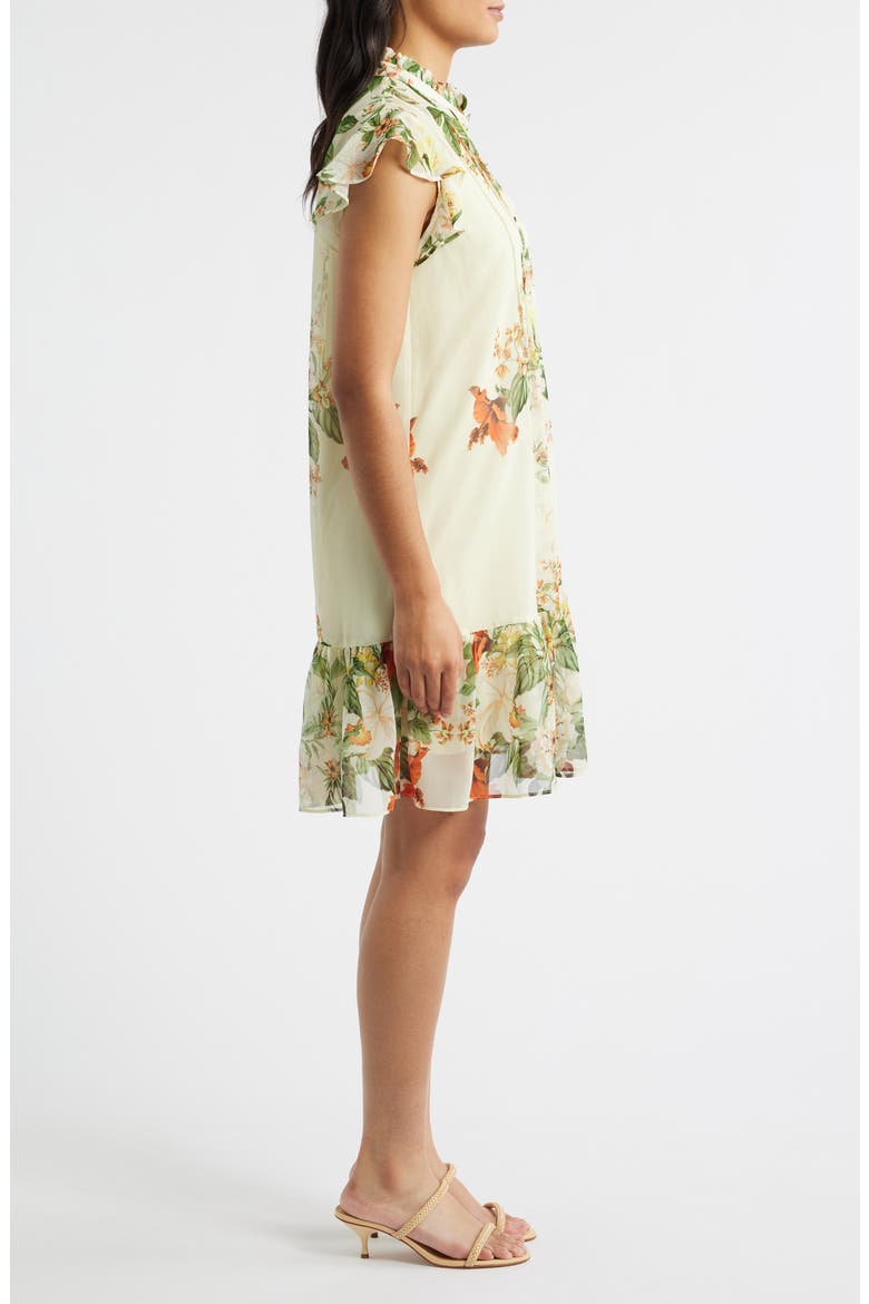 Floral Ruffle Hem Dress, Alternate, color, YELLOW MULTI
