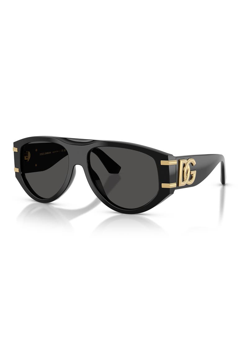 56mm Pilot Sunglasses, Alternate, color, BLACK / DARK GREY