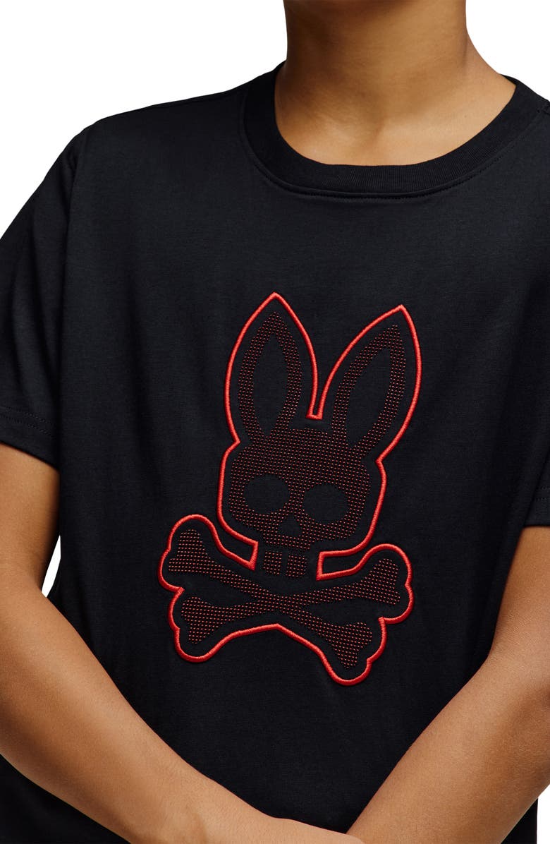 Psycho Bunny Kids' Jovan Embroidered Bunny Graphic T-Shirt, Alternate, color, Black