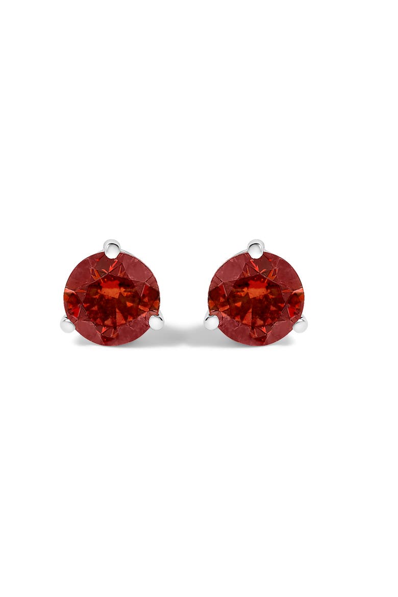 14K White Gold 3/4 Cttw Red Lab-Grown Diamond Stud Earrings, Main, color, White