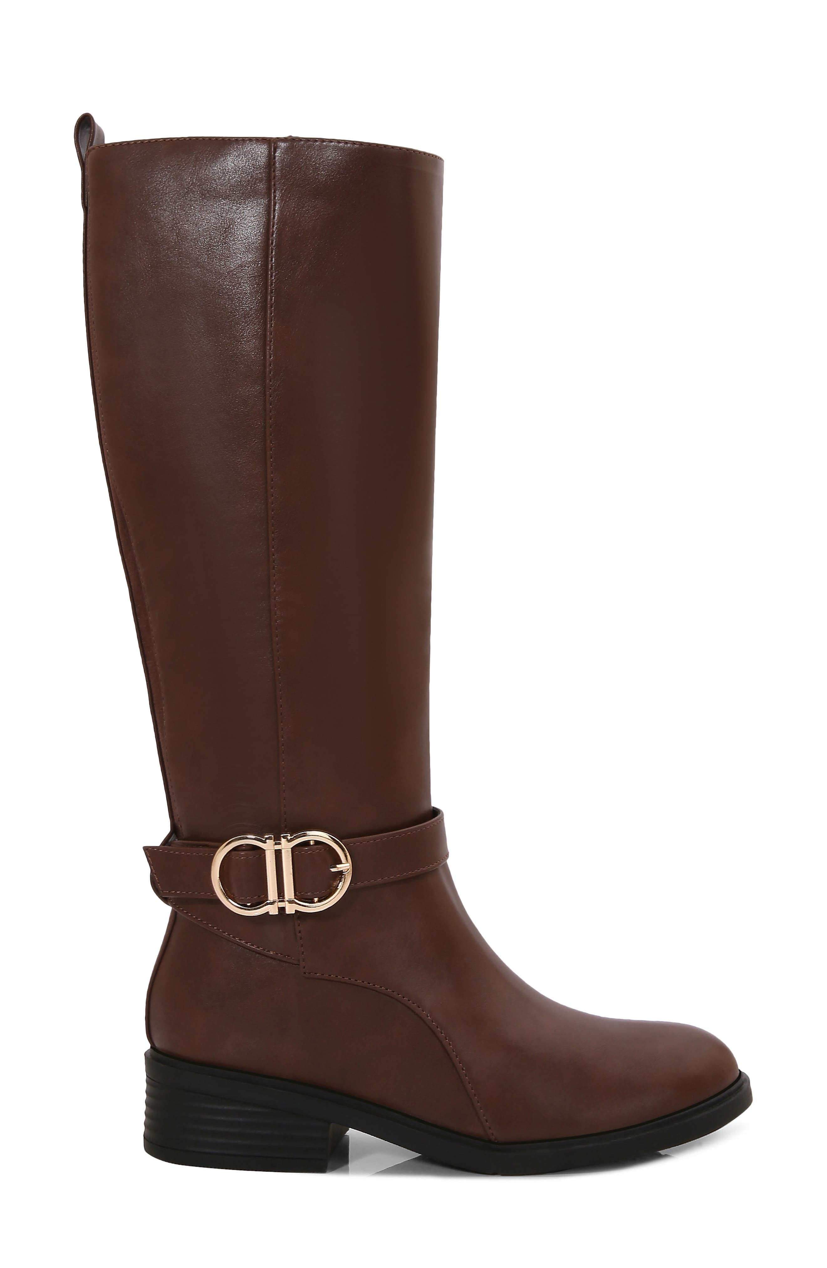 Belinda Faux Leather Riding Boot, Alternate, color, BROWN