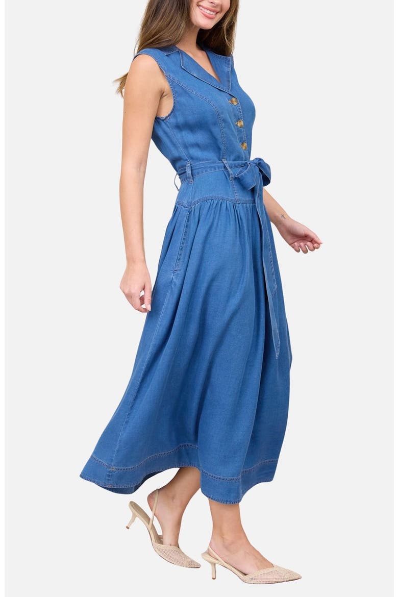 Tie Waist Denim Dress, Alternate, color, DENIM