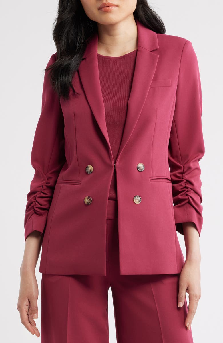 Tahari ASL Faux Double Breasted Blazer, Alternate, color, Berry Bliss