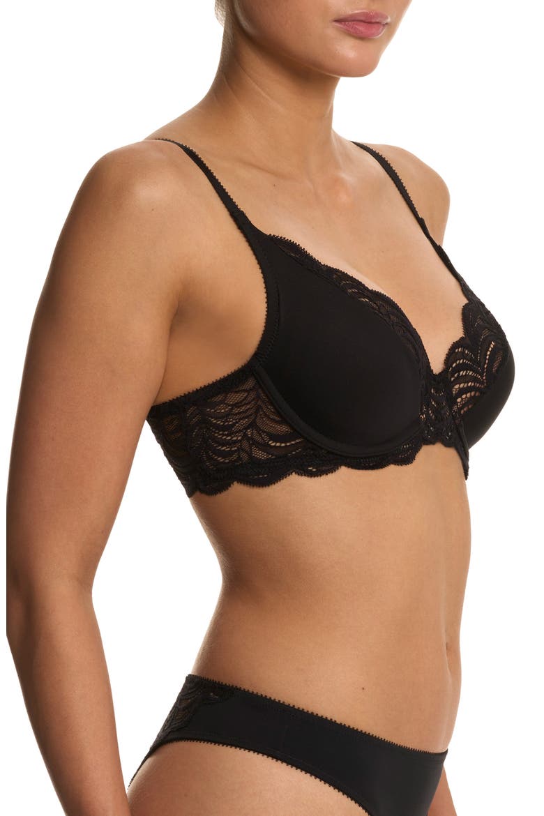Persuasion Lace Convertible Plunge T-Shirt Bra, Alternate, color, BLACK