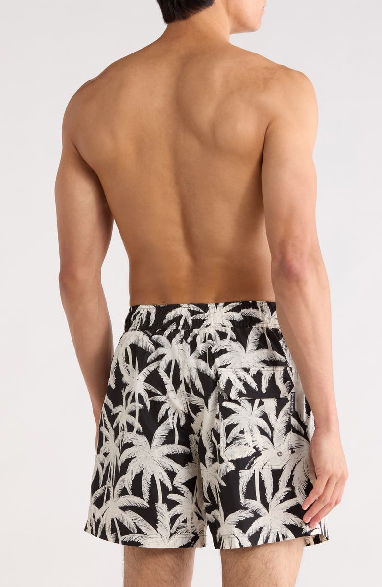 Palm Angels Palm Tree Print Swim Shorts, Alternate, color, Black/White