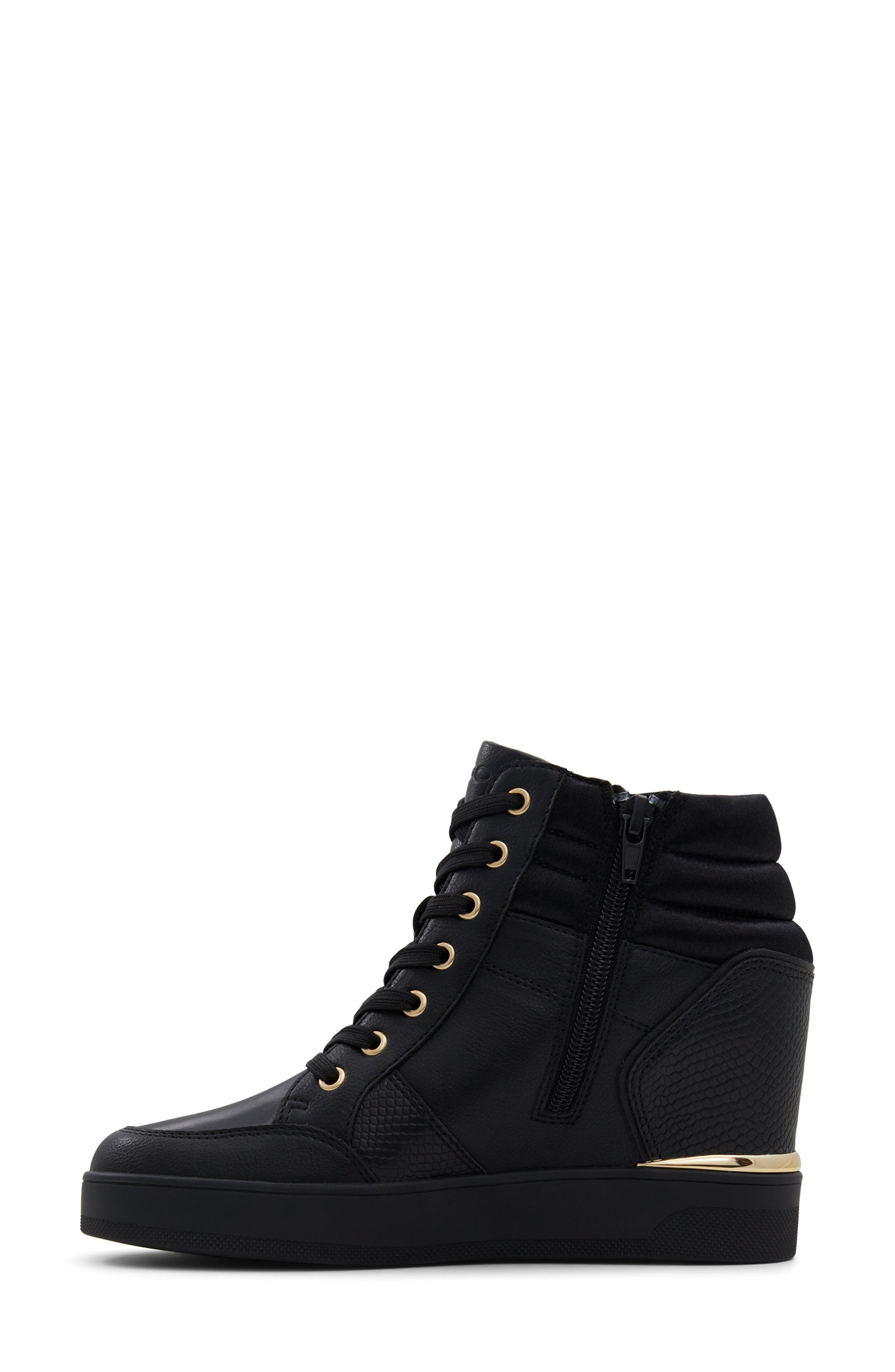 ALDO Ereliclya Wedge Sneaker, Alternate, color, Black