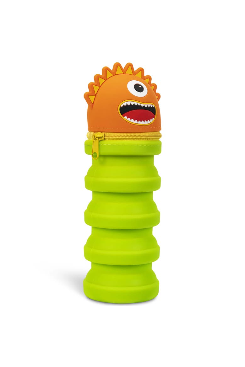 Retractable Pencil Case, Orange Monster Character, Alternate, color, Multicolored