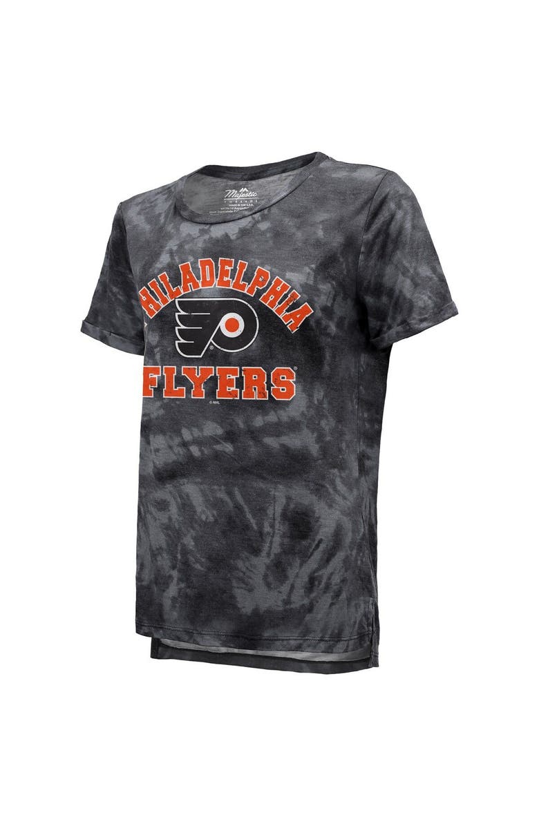 Majestic Threads Women's Majestic Threads Black Philadelphia Flyers Boyfriend Tie-Dye Tri-Blend T-Shirt, Alternate, color, Black