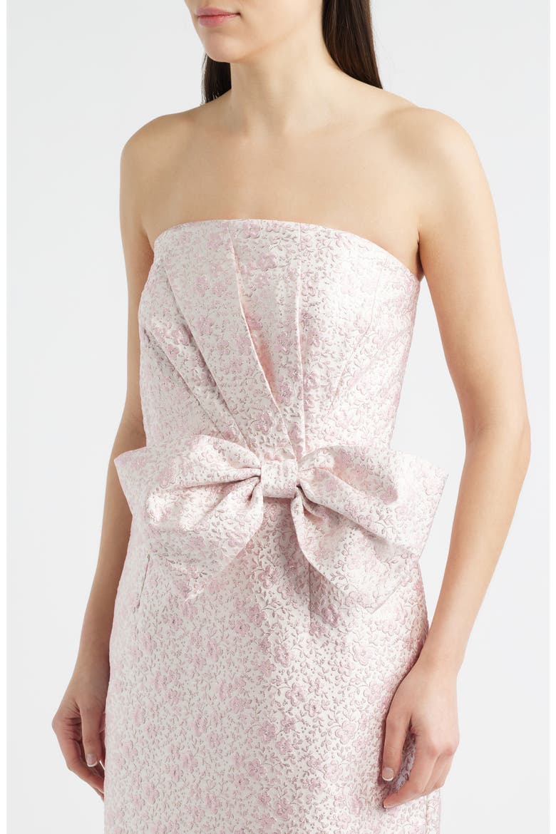 Tiernan Metallic Floral Embroidery Strapless Column Gown, Alternate, color, CONCH SHELL PINK RITSY DITSY