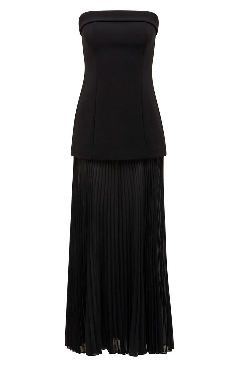 Ever New Bethie Strapless Mixed Media Dress, Alternate, color, Black