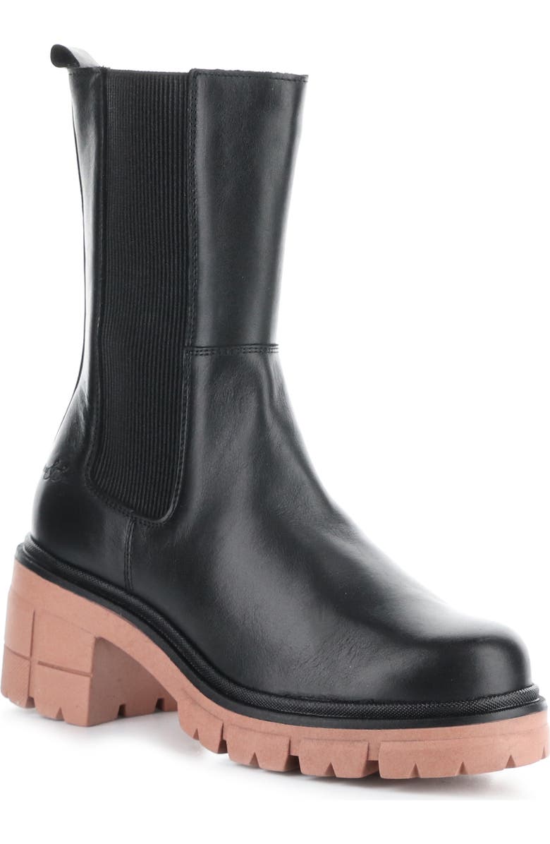 Bos. & Co. Brunas Waterproof Chelsea Boot, Main, color, Black/ Brick Feel/ Elastic