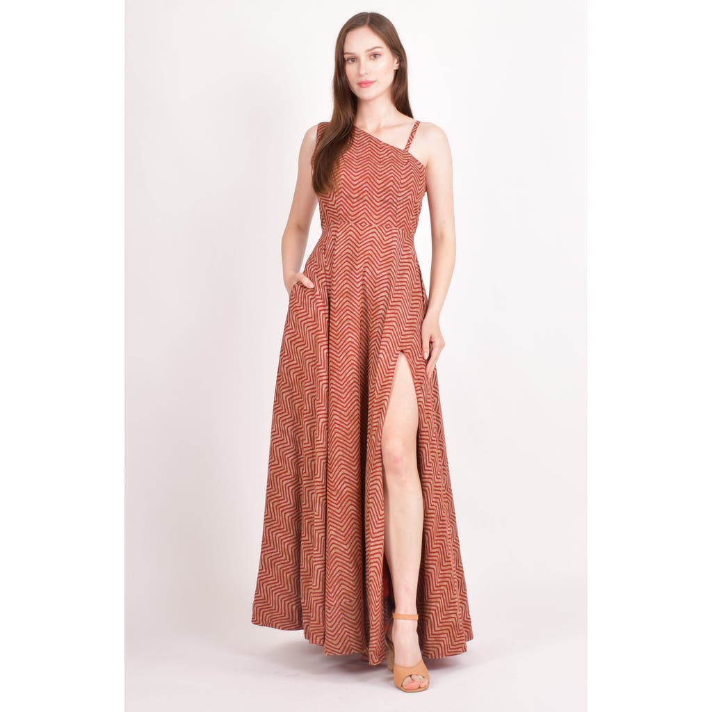 Raas Linsey Cotton Maxi Dress In Brown