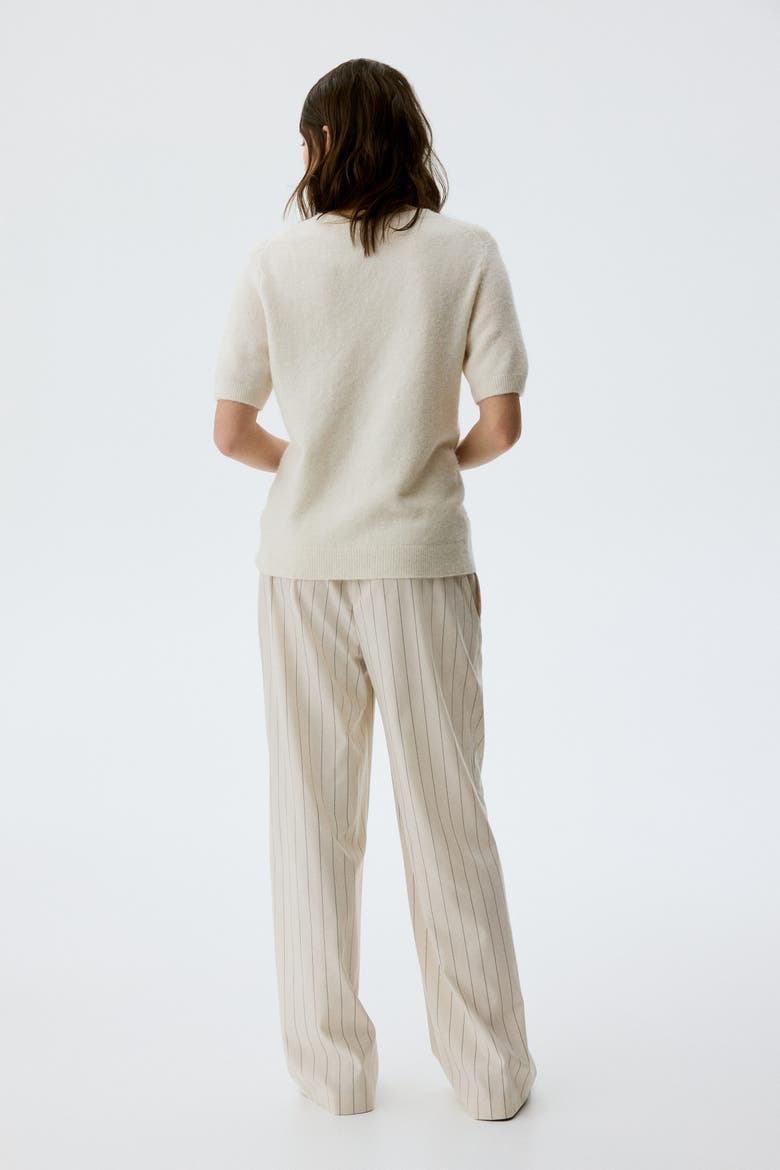 Mama Before & After Wide-leg Crease-detail Pants, Alternate, color, Cream/striped