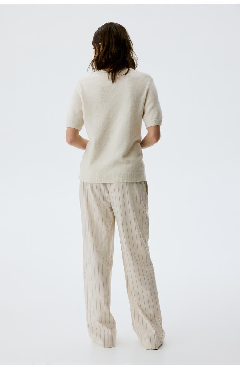 H&M Mama Before & After Wide Crease-detail Trousers, Alternate, color, Cream/Striped
