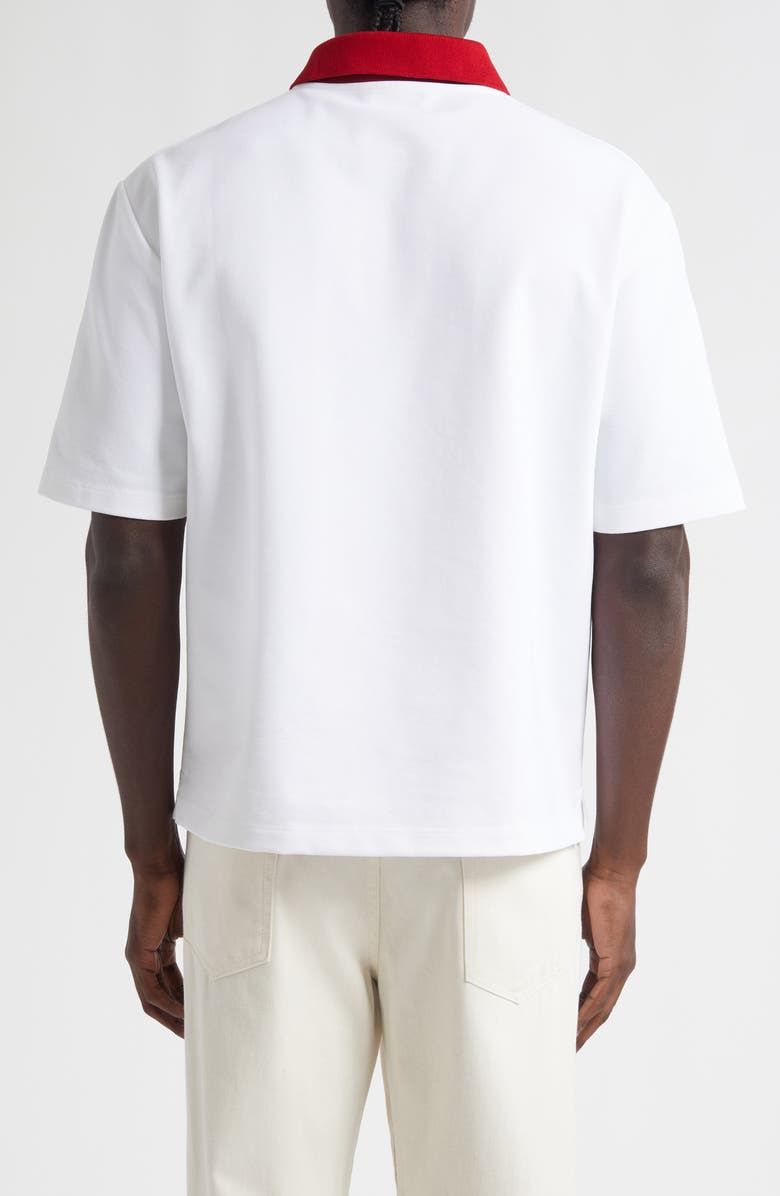 Marni Cotton Blend Piqué Polo, Alternate, color, 00W01 Lily White