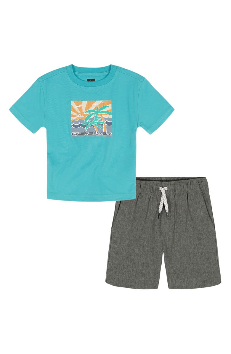 Quiksilver Kids' Graphic T-Shirt & Drawstring Shorts Set, Main, color, Turquoise