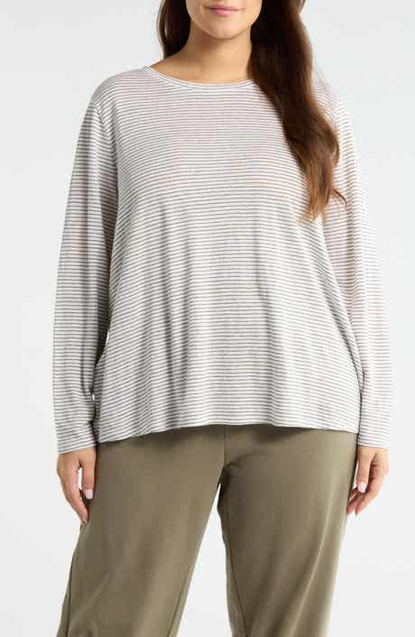 Stripe Long Sleeve Organic Linen T-Shirt
