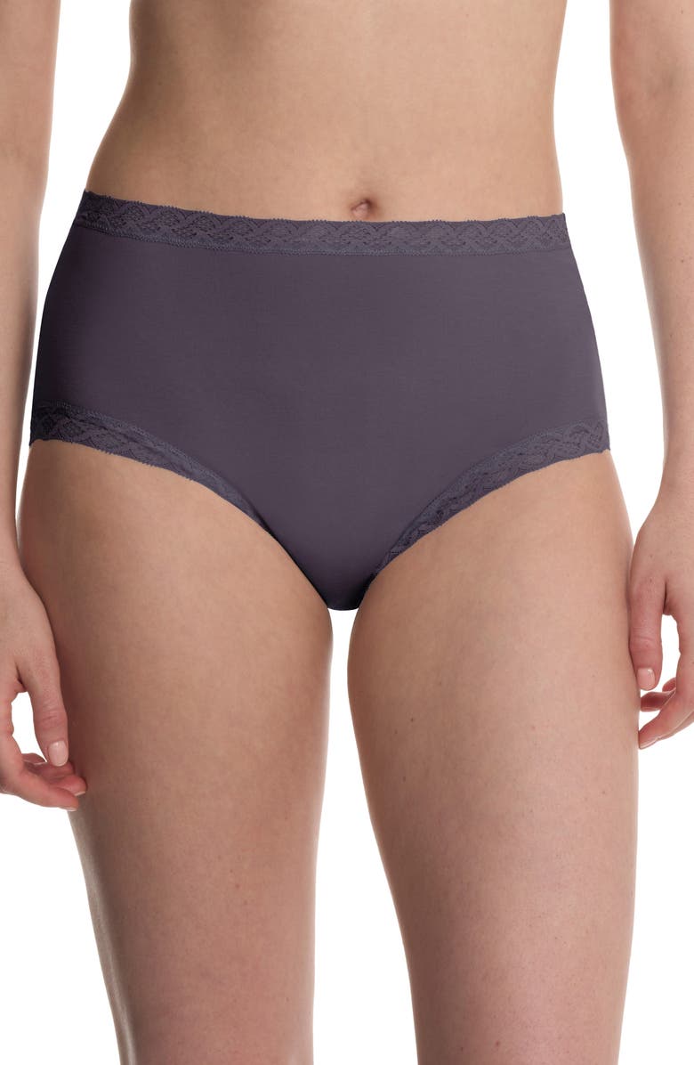 Natori Bliss Stretch Cotton Full Briefs, Main, color, Greystone