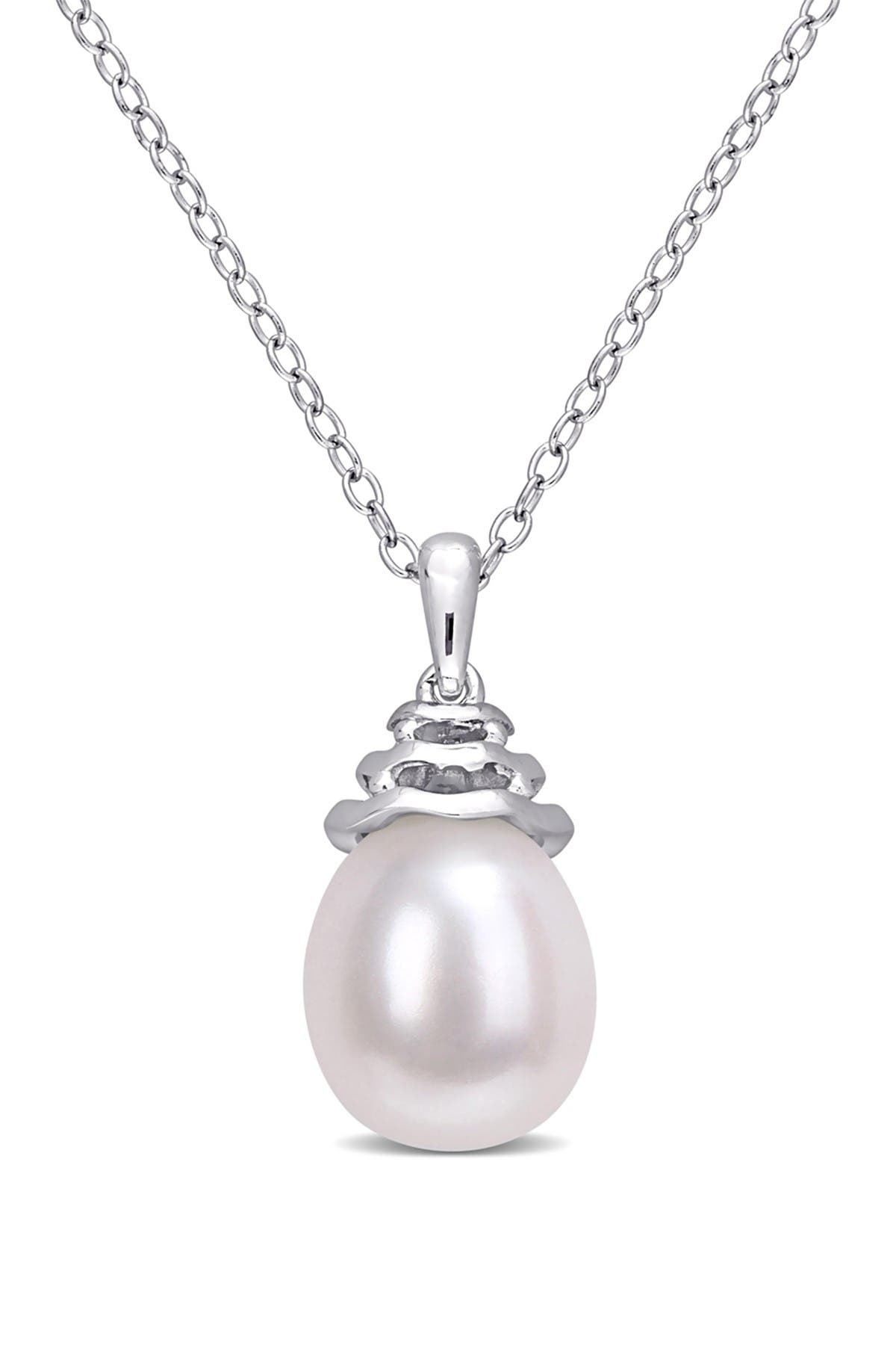 DELMAR Sterling Silver 8-8.5mm Freshwater Cultured Pearl Pendant